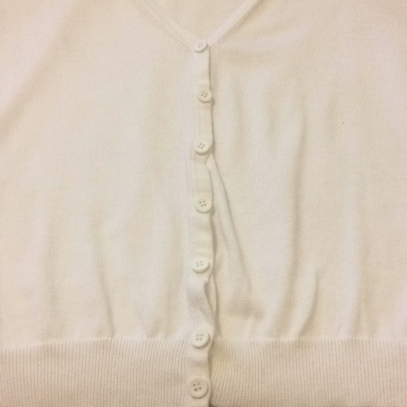 White Short-Sleeve Knit Cardigan - Picture 3 of 3
